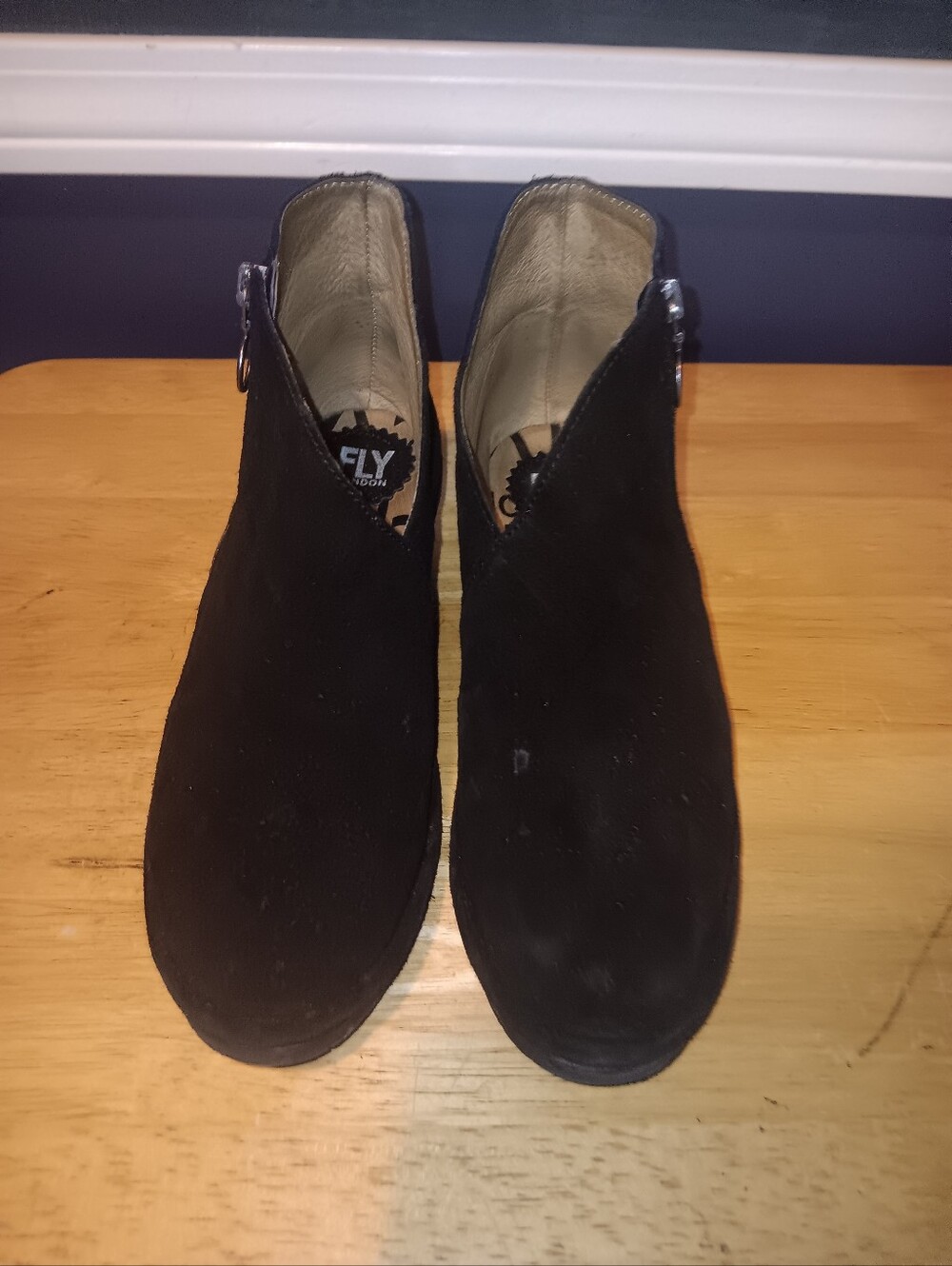 Fly London Black Suede Ankle Boots Size 39